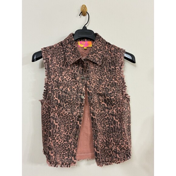 English Rose Womens Animal Print Sleeveless Vest Beaded Collar NWOT Size M/L - Picture 9 of 14